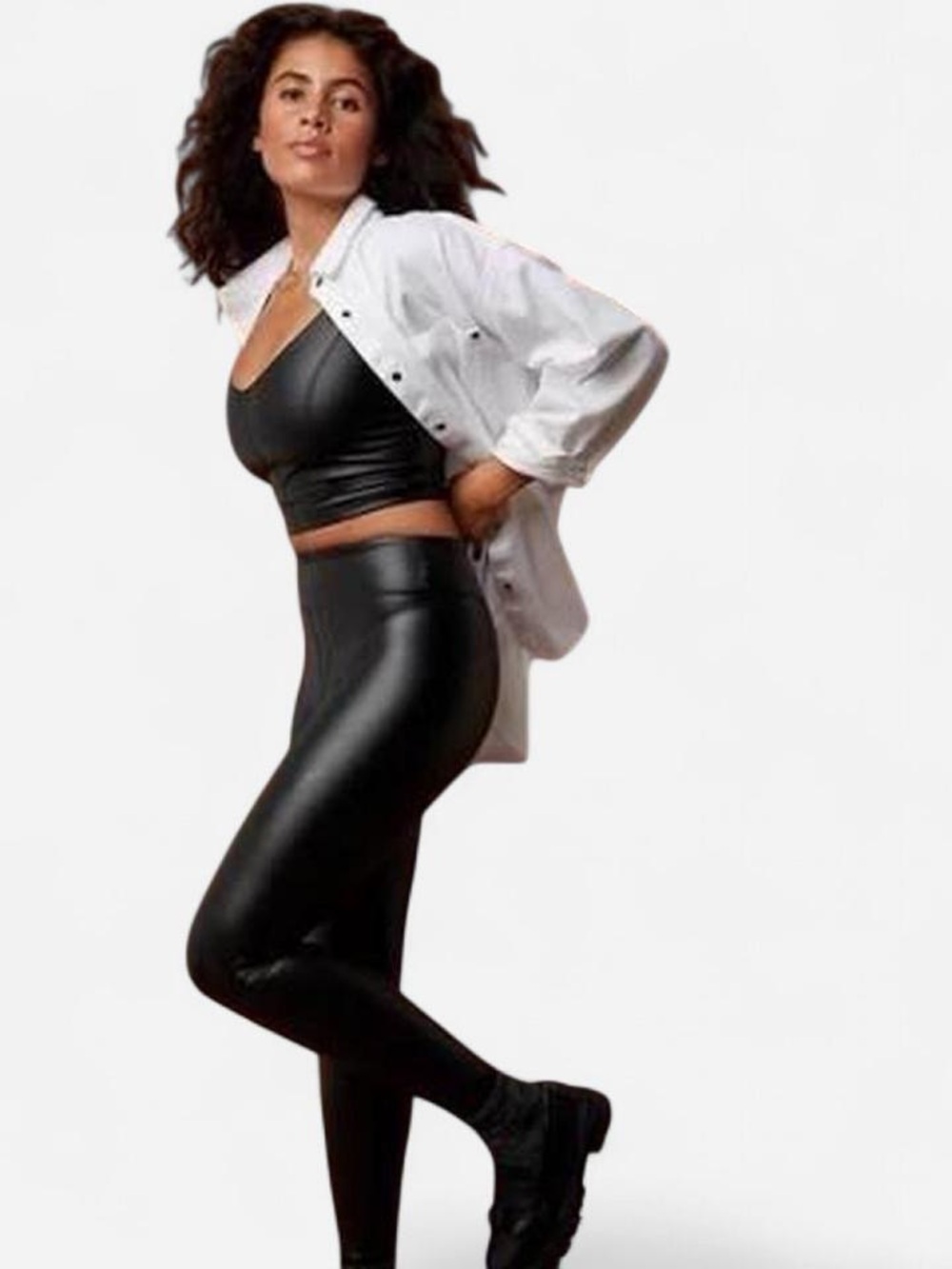 Aerie Offline Black Faux Leather Leggings — Real Luxe — Medium
